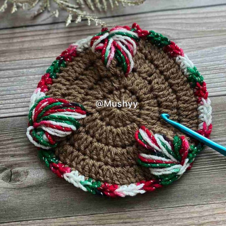 Festive Christmas Maple Leaf Coaster Crochet Pattern