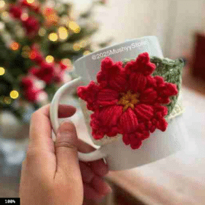 Crochet Snowflake Flower/Poinsettia Mug Cozy Pattern