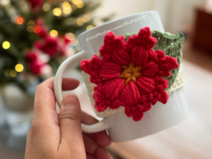 Crochet Snowflake Flower/Poinsettia Mug Cozy Pattern