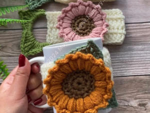 Crochet Sunflower Bloom Mug Cozy Pattern -Instant PDF Download for cozy mornings!