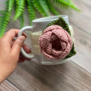 Crochet Blooming Rose Mug Cozy Pattern