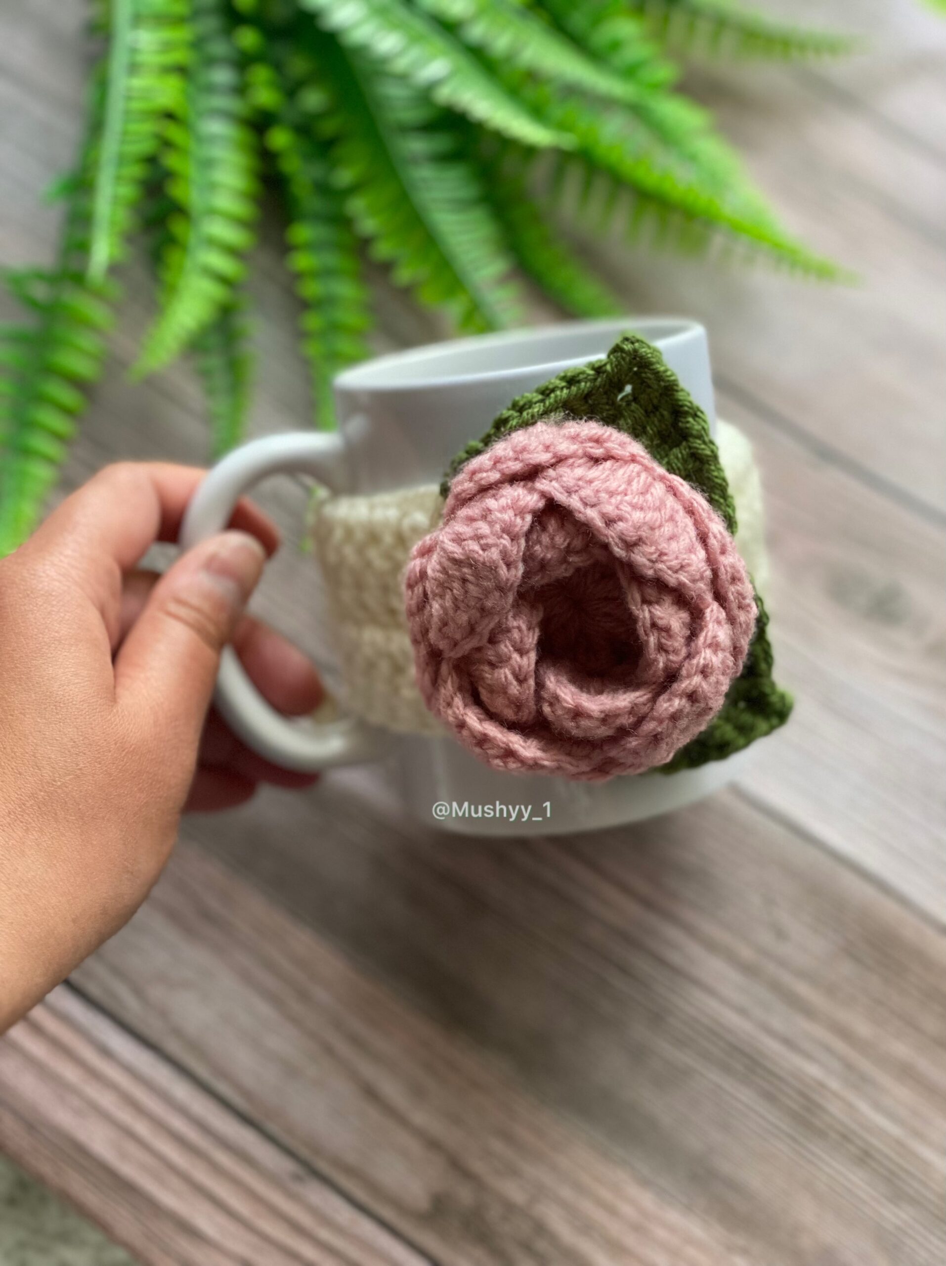 Crochet Blooming Rose Mug Cozy Pattern