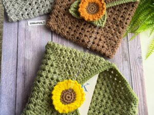 Crochet Sunflower Envelope Book Cover Pattern (PDF Download)