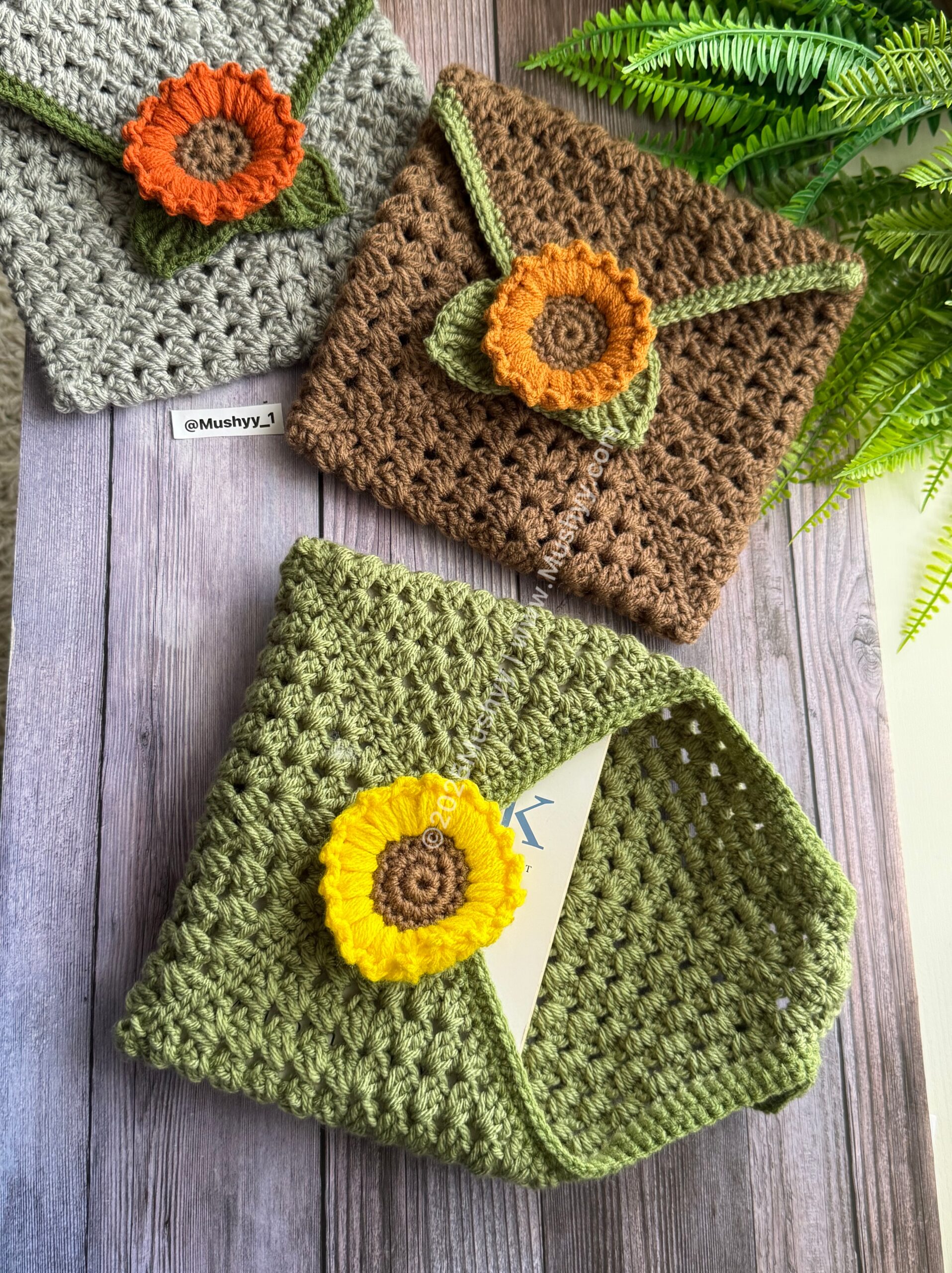 Crochet Sunflower Envelope Book Cover Pattern (PDF Download)