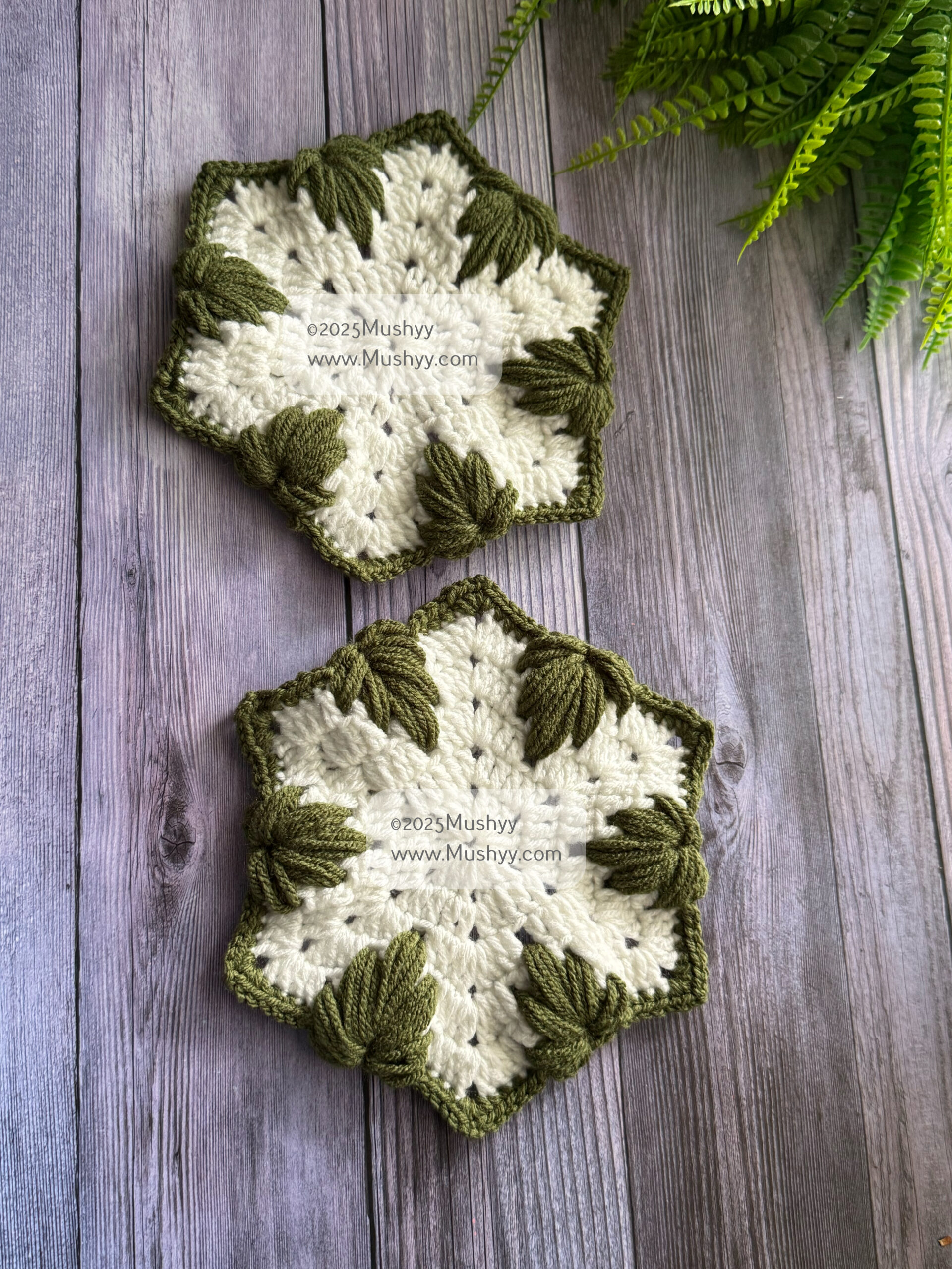 Maple Leaves Crochet Hexagon Pattern By Mushyy