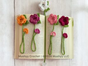 Timeless Rose Crochet Bookmark Pattern By Mushyy
