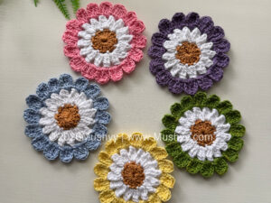 Spring Daisy Crochet Coaster Pattern By Mushyy