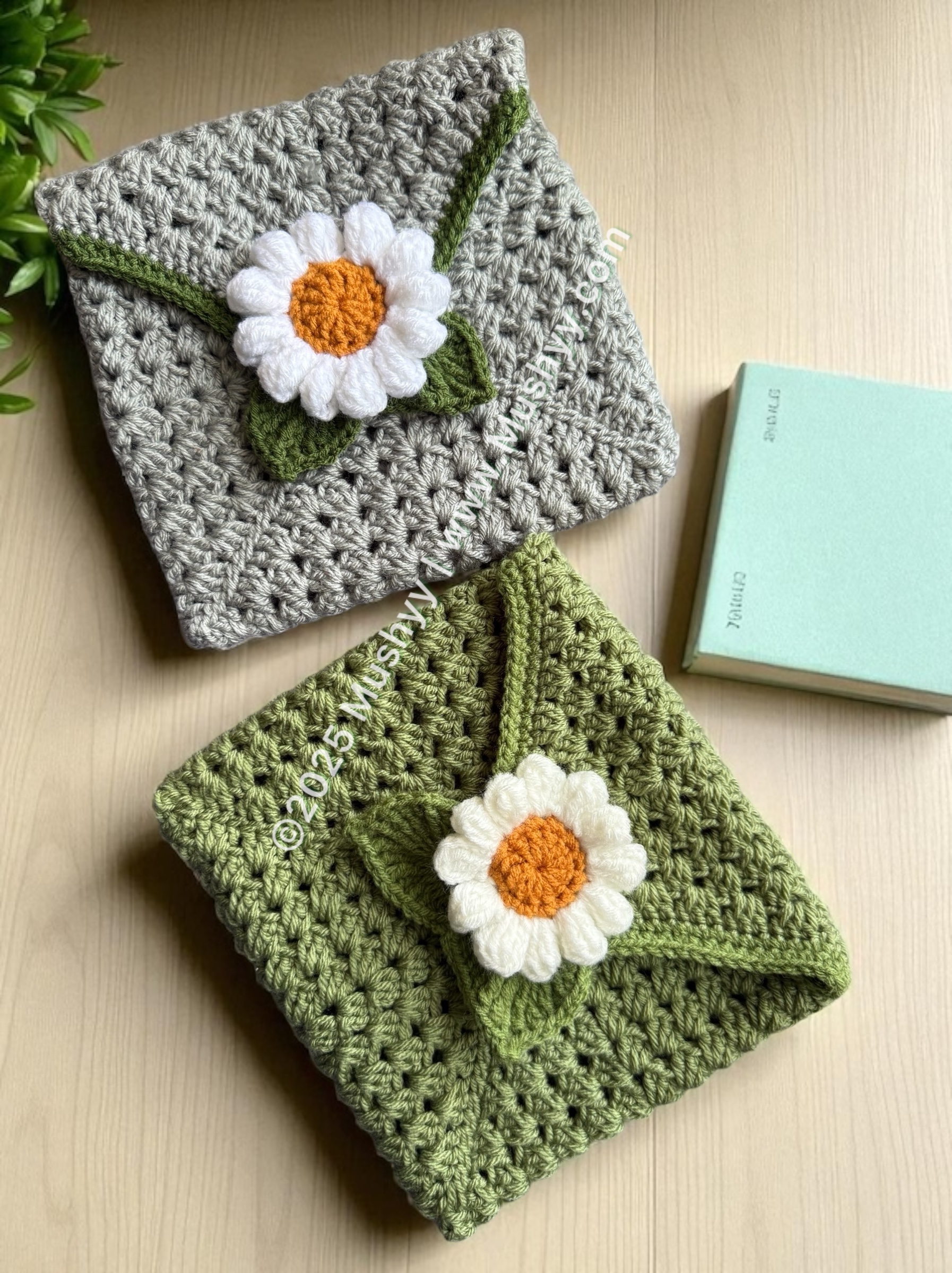Crochet Daisy Envelope Book Sleeve Pattern By Mushyy