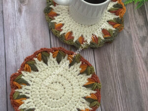 Crochet Autumn Glory 3D Leaves Coaster Pattern