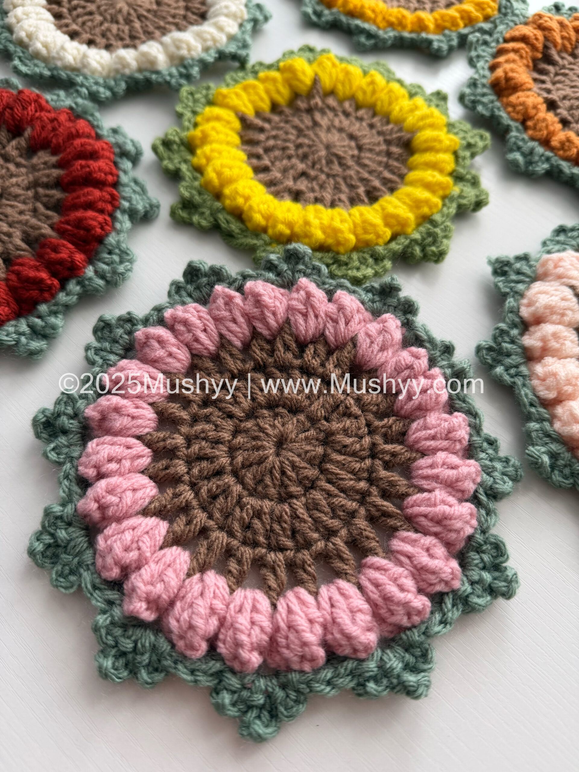 Golden Rays Crochet Sunflower Coaster Pattern - Image 3