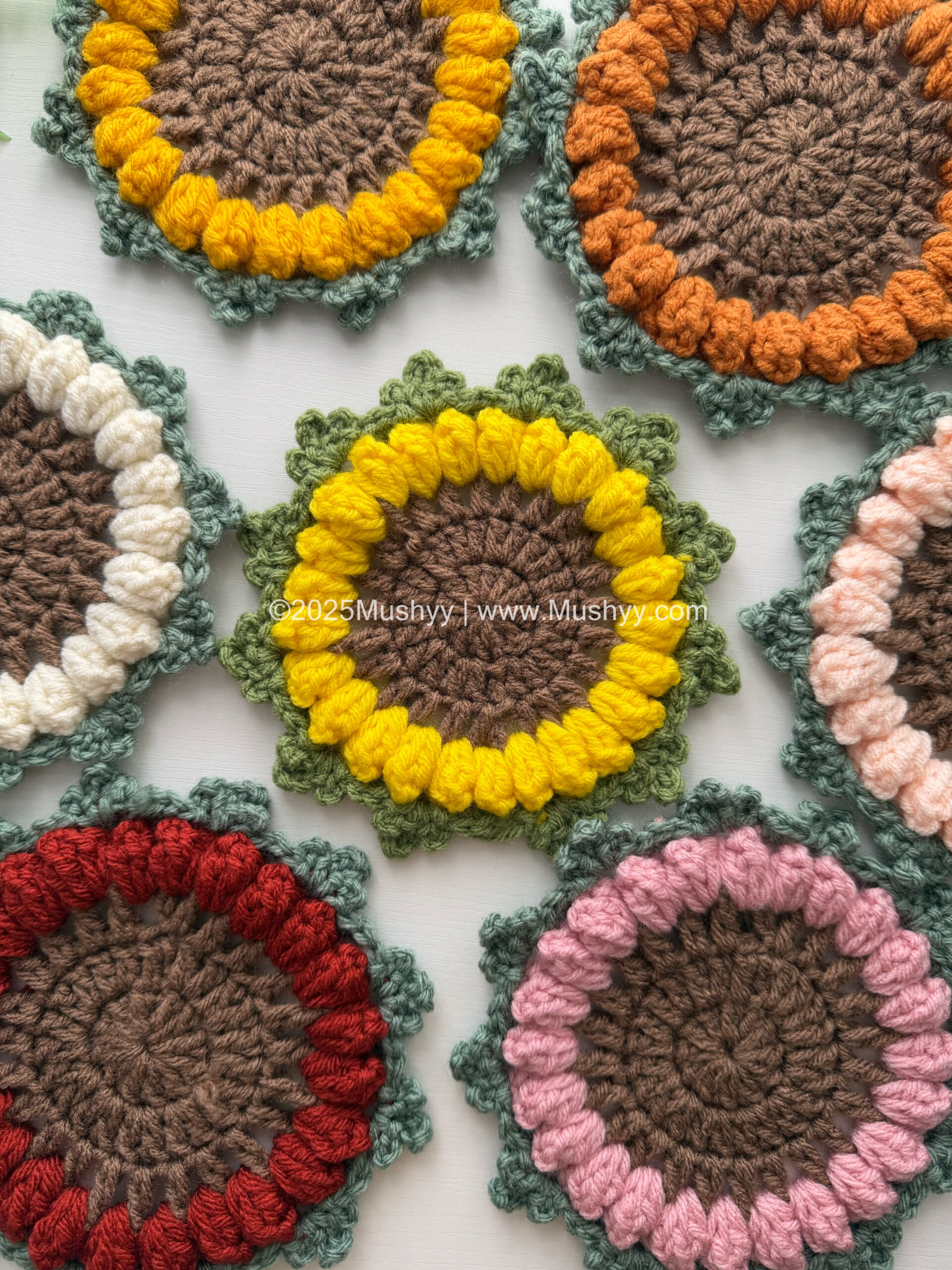 Golden Rays Crochet Sunflower Coaster Pattern - Image 4