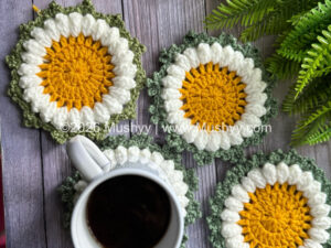 Daisy Bloom Crochet Coaster Pattern