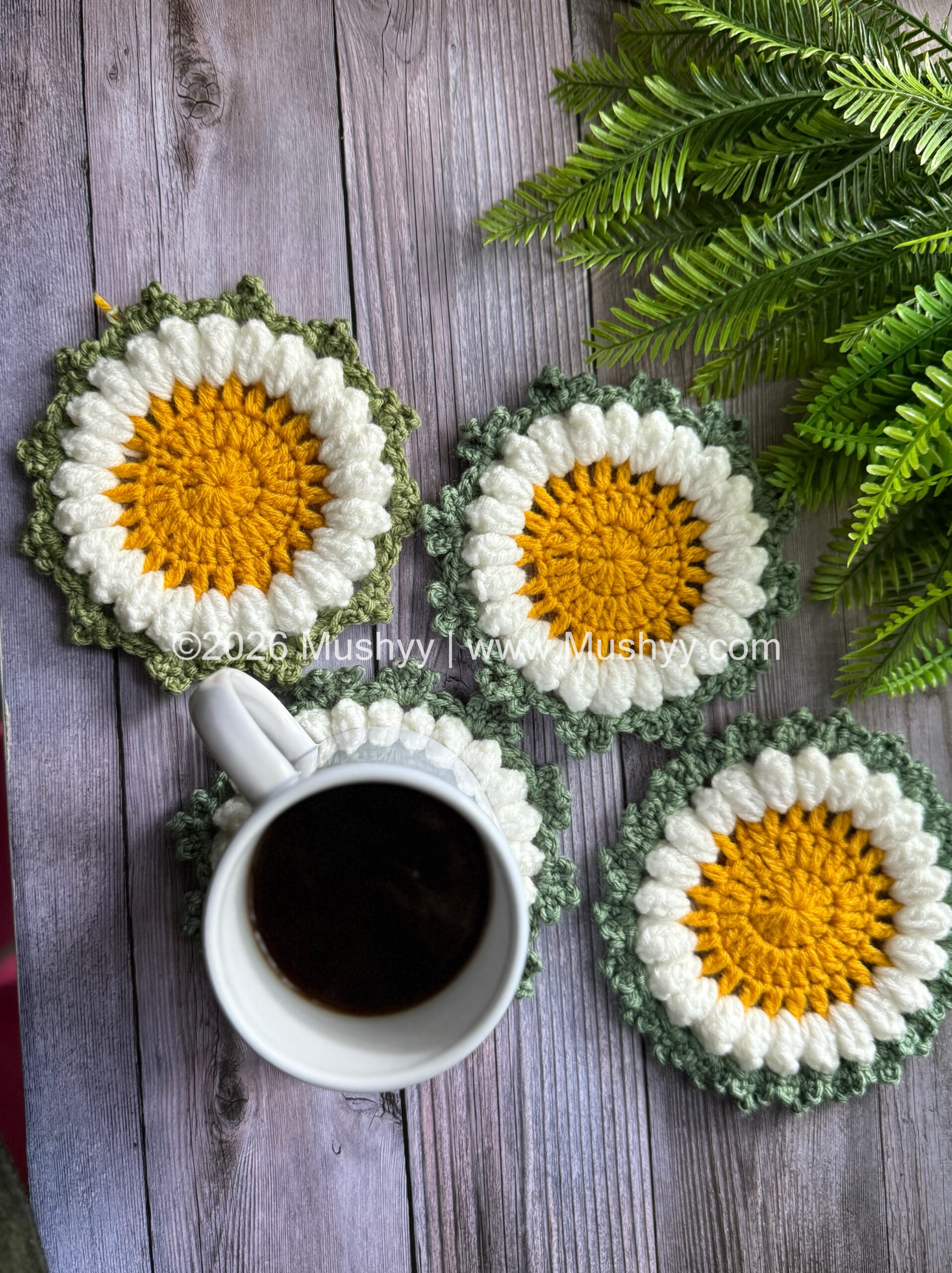 Daisy Bloom Crochet Coaster Pattern