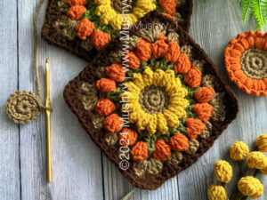 Autumn Bloom Granny Square Crochet Pattern by Mushyy