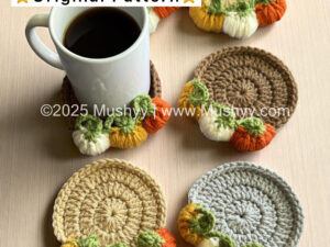 Crochet 3D Pumpkin Stitch Coaster Pattern By Mushyy
