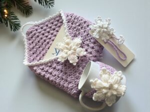 Snowflake Book Sleeve, Mug Cozy & Bookmark Crochet Pattern Bundle | Christmas PDF Crochet Patterns