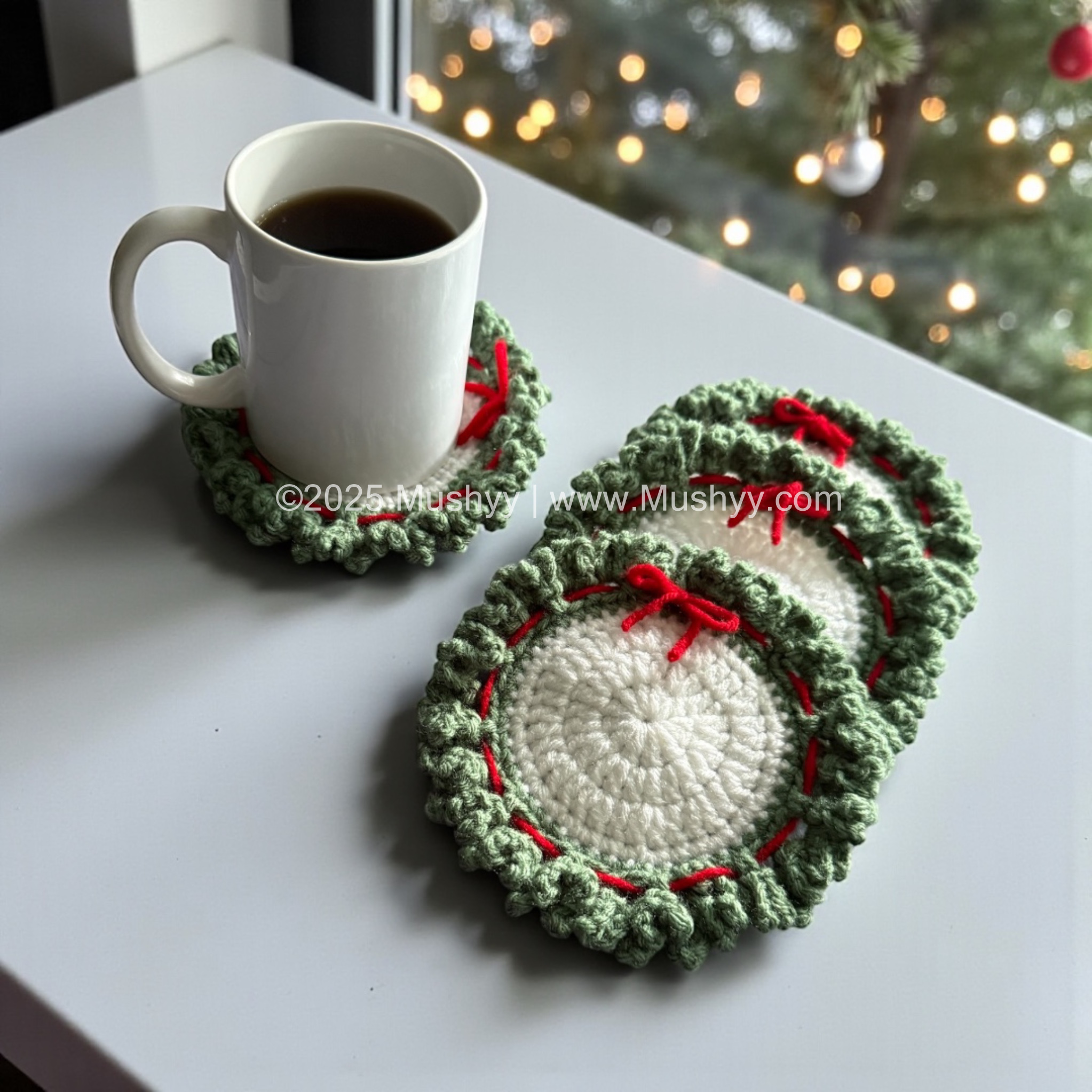 Christmas Wreath Coaster Crochet Pattern By Mushyy - Image 3