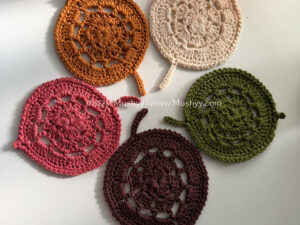 Fall Leaves Crochet Coaster Pattern By Mushyy