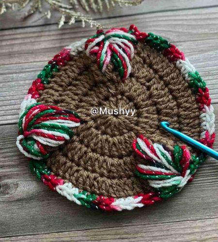 Festive Christmas Maple Leaf Coaster Crochet Pattern